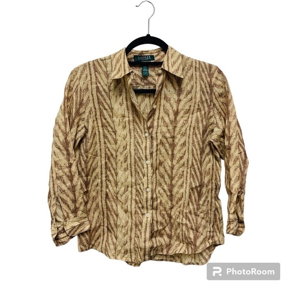 Vintage Lauren Ralph Lauren Linen Button Up Top - Picture 1 of 8